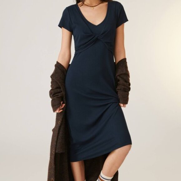 Anthropologie Dresses & Skirts - T.La Navy Ribbed Knit Top from Anthropologie - Fits like M -L!